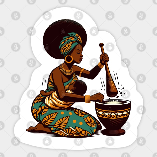 Afrocentric Mother And Baby Sticker by Graceful Designs